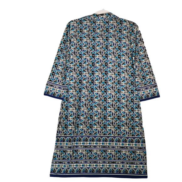 Max Studio Sheath Dress Womens Medium Blue Geometric Stretch Retro Circles Boho - Picture 6 of 12